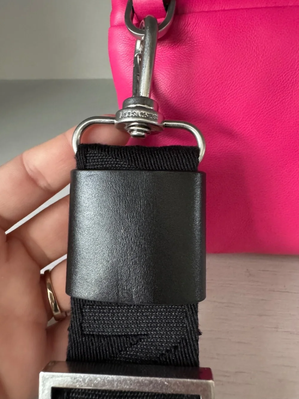 All Saints Ezra Quilted Crossbody Bag Purse Pink Black Logo‎